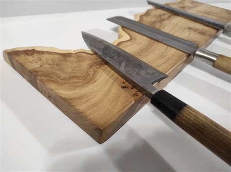 Live Edge Wood Magnetic Knife Holder Handmade Wooden Cutlery Etsy