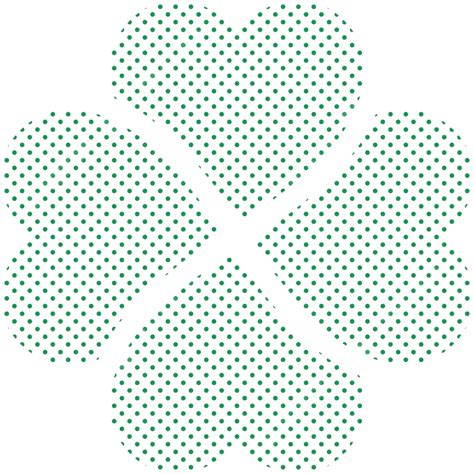ミニマリストのドットデザインのシャムロックモチーフベクトル形状を持つ緑の四つ葉のクローバーアイコン ベクターイラスト画像とpngフリー素材透過