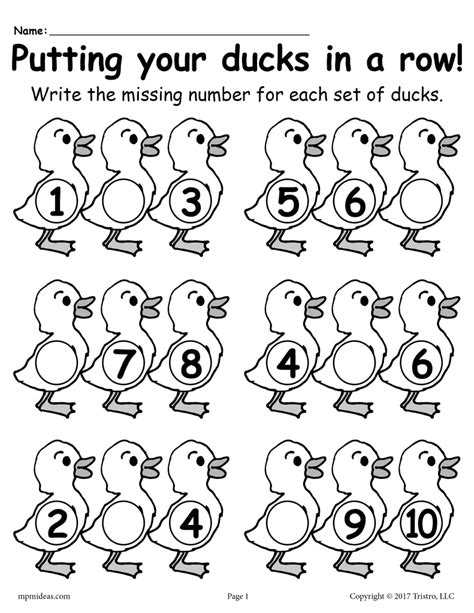 Fill In The Missing Numbers Worksheets 1-20