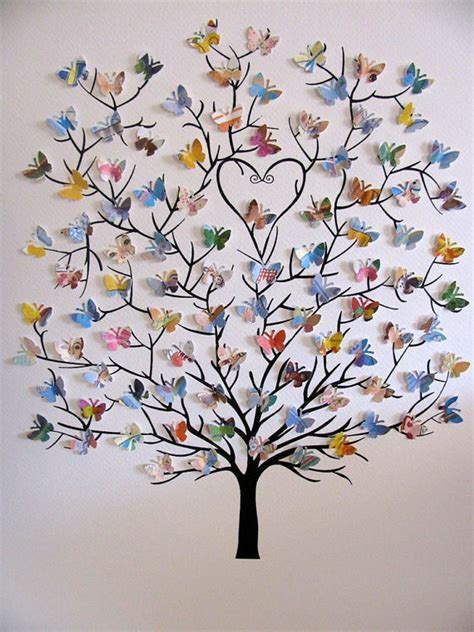 11x14 Tree Of 3d Mini Butterflies Upcycled Love You Forever Or Your