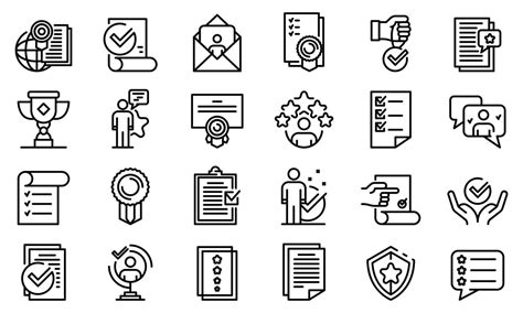 Attestation Service Icons Set Outline Style 8858022 Vector Art At Vecteezy
