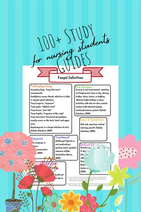 A Poster With Flowers On It That Says 100 Study For Nursing Students