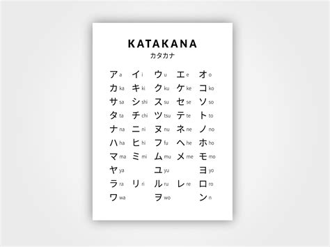 Katakana Chart Japanese Alphabet Learning Chart White Vrogue Co
