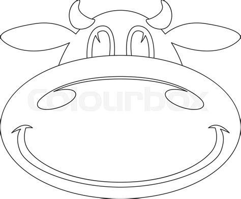 Cartoon Cow Face Lining Draw Front View Stock Vector Colourbox