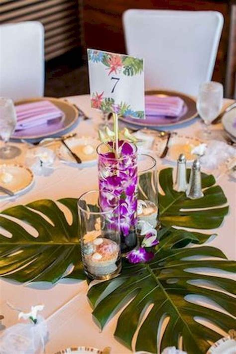 Romantic Tropical Wedding Ideas Reception Centerpiece Bellestilo Com Tropical
