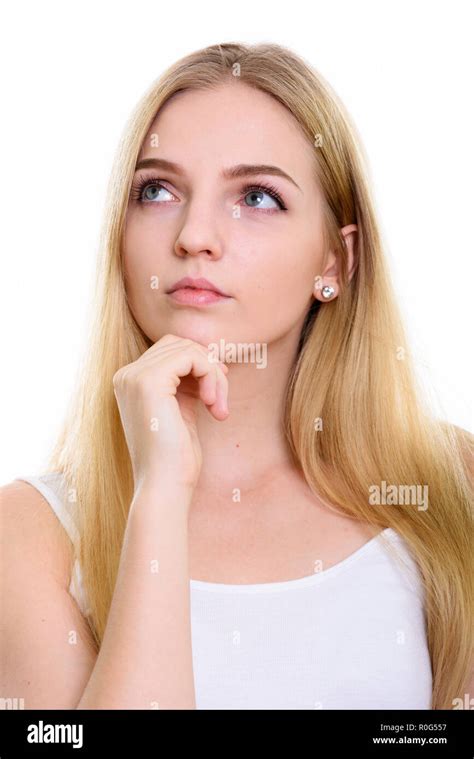 Face Of Young Beautiful Teenage Girl Thinking Stock Photo Alamy