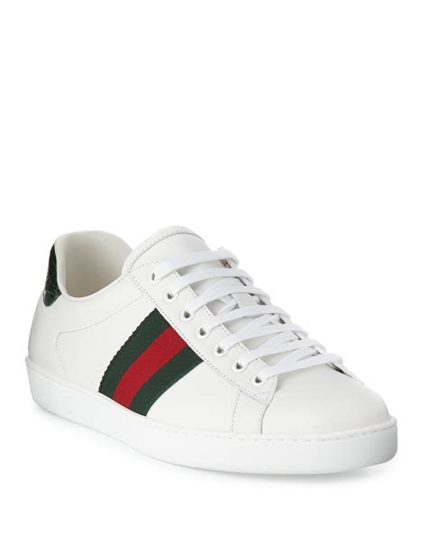 Gucci Mens New Ace Leather Low Top Sneakers Neiman Marcus