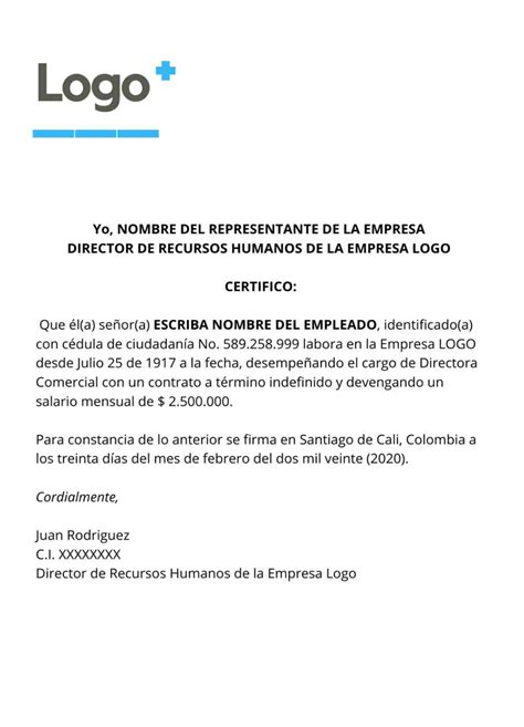 ⊛ Carta Certificado Laboral Colombia 【formato Word 2023】