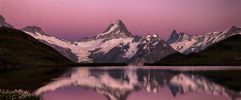 Bachalpsee Lake Wallpaper 4k Switzerland Swiss Alps Pink Sky