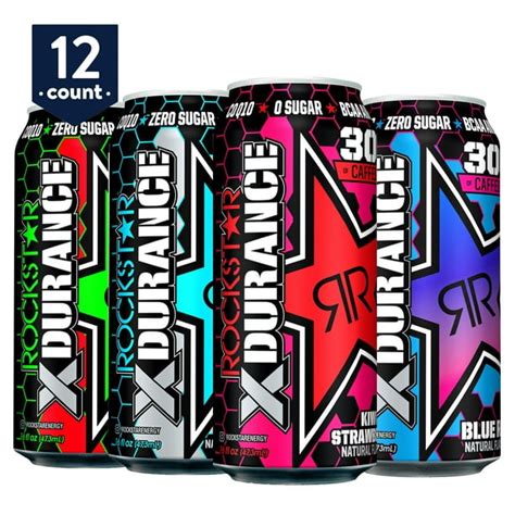 Rockstar Xdurance Energy Drink 4 Flavor Variety Pack 16 Fl Oz 12