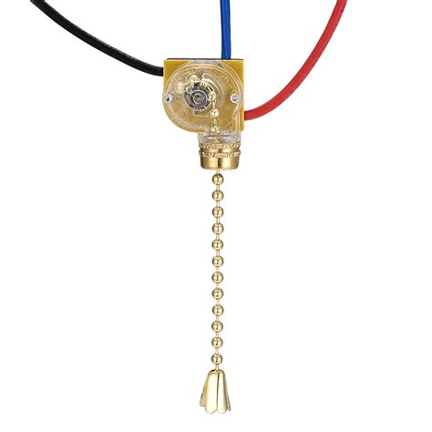 Uxcell 3 Way Fan Light Switch With Golden Pull Chain Pendant 2 Pack
