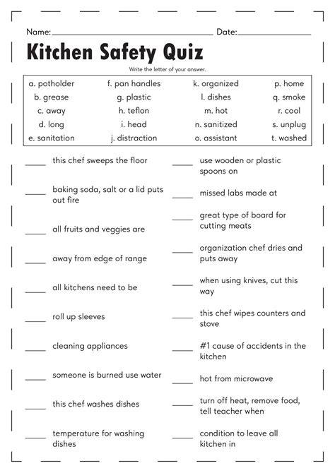 Worksheets Kitchen Safety Printable In Personal Hygiene The Best Porn Website