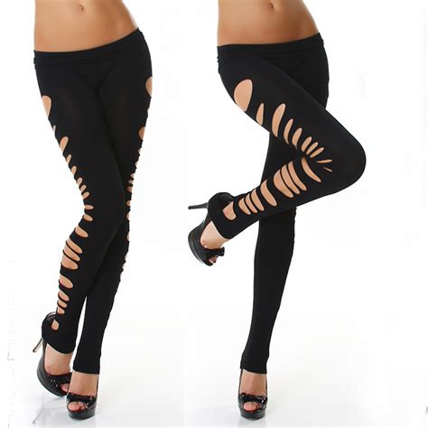 New Sexy Women S Holes Stretch Skinny Leggings Pants Candy Color Sports Trousers Ebay