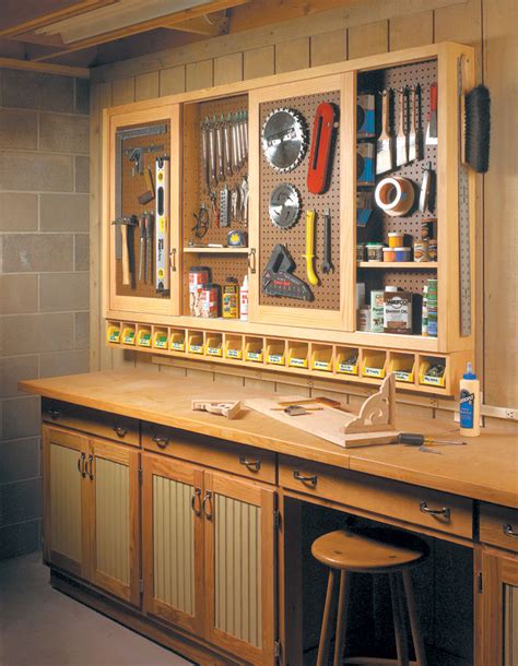 Garage cabinets with doors make the garage look more presentable. Sliding Door Shop Cabinet | Woodworking Project ...