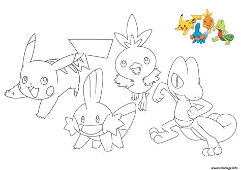 Coloriage Pokemon Pikachu Treecko Torchic Mudkip Dessin Pokemon à Imprimer