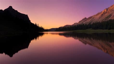 Wallpaper Lake Mountains Trees Sunset Water Reflection 2560x1600 Hd
