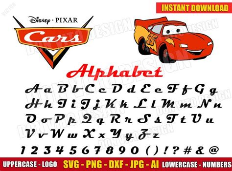 Cars Alphabet Lightning Mcqueen Clipart Svg Dxf Png Disney Cut File