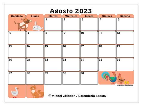 Calendario Agosto De 2023 Para Imprimir “444ds” Michel Zbinden Bo