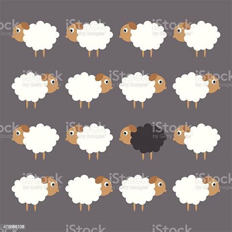 Domba Hitam Di Antara Domba Putih Konsep Bisnis Ilustrasi Stok Unduh