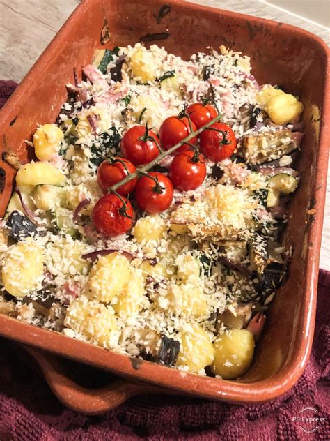 Groenten uit de oven met gnocchi ham en kruidenkaas Gezond met Lotte
