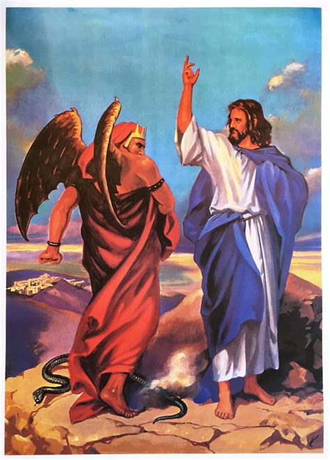 Satan Tries To Get Jesus To Do Wrong Vintage Print Poster Etsy