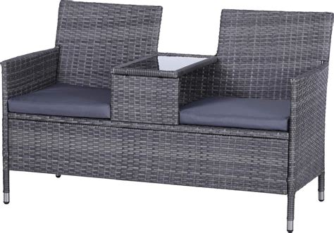 Outsunny Garden Rattan 2 Seater Companion Seat Wicker Love Seat Weave