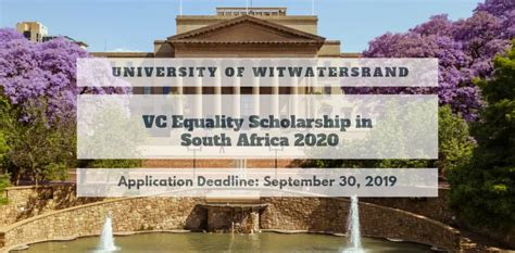 Vc Equality Scholarship At University Of Witwatersrand In South Africa 2020