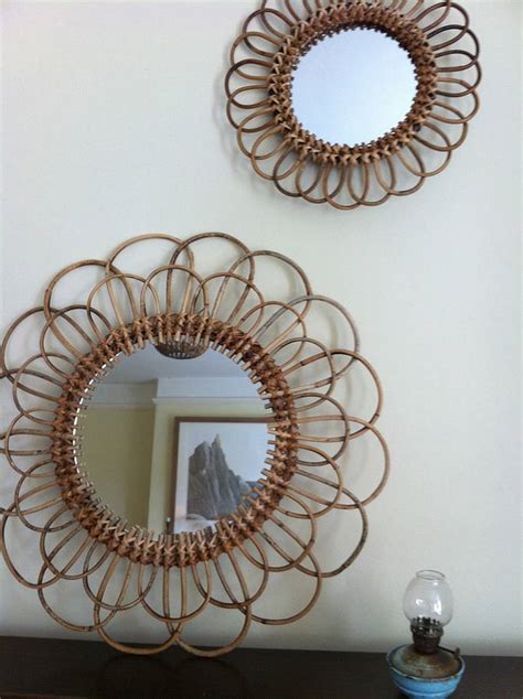 Set Of Five Rattan Sunburst Mirrors By The Forest And Co