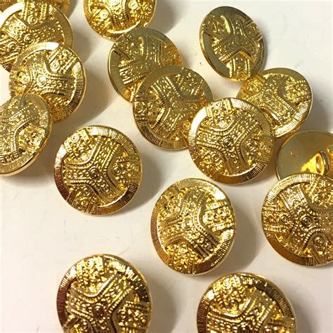 10 18mm Gold Decorative Metal Buttons Gold Metal Buttons