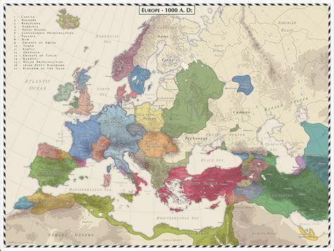 Europe 1000 Ad By Cyowari Europe Map European History Old Maps