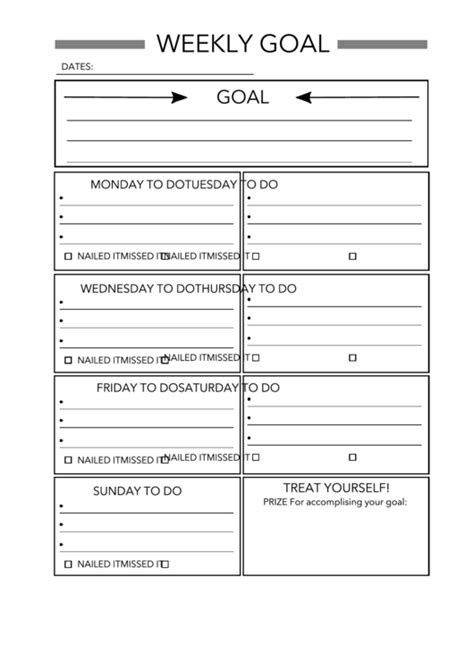Top 11 Weekly Goals Templates Free To Download In Pdf Format