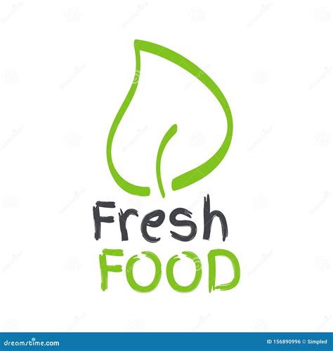 Fresh Food Label With Leaf Green And Grey Vector Logo Sign Symbol