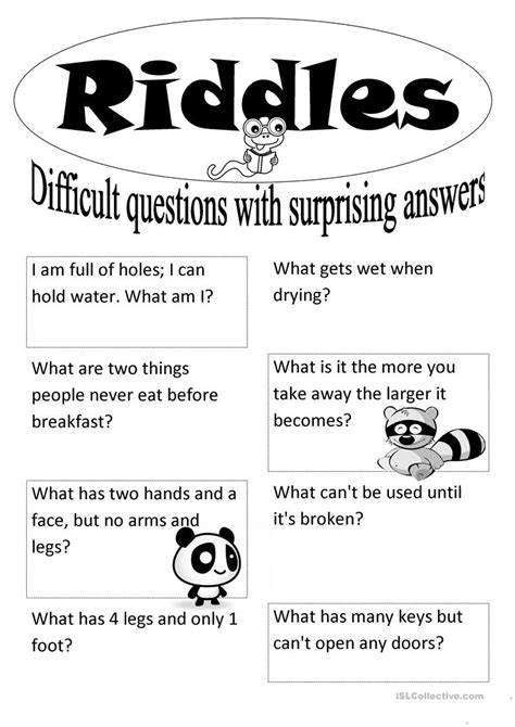 Free Printable Riddles And Answers