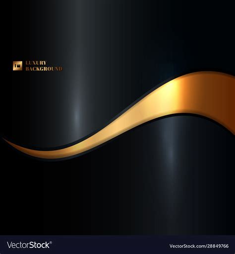 Abstract Glowing Gold Wave On Black Background Vector Image