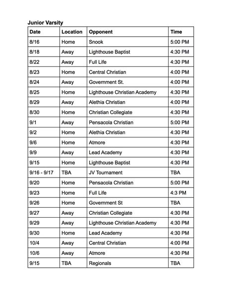 Sbca 2022 2023 Volleyball Schedule Revised South Baldwin Christian