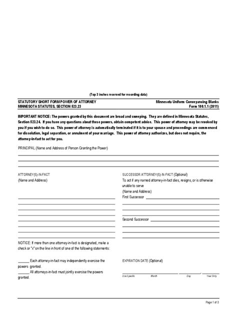 Minnesota Power Of Attorney Form Free Templates In Pdf Word Excel