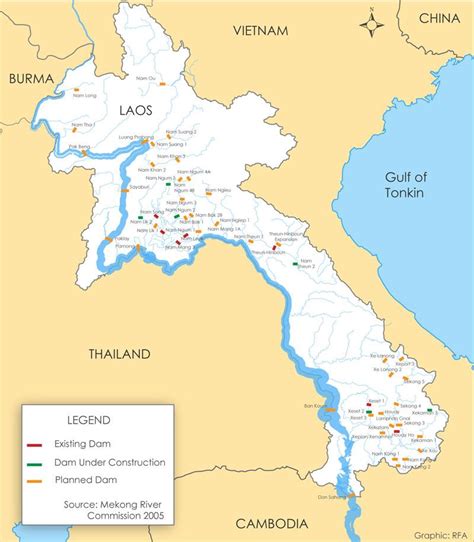 Laos River Map Map Of Laos River South Eastern Asia Asia