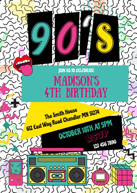 Copy Of 90s Birthday Party Invitation Postermywall