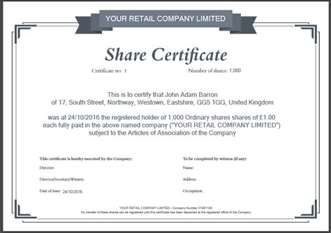 Share Certificate Template What Needs To Be Included