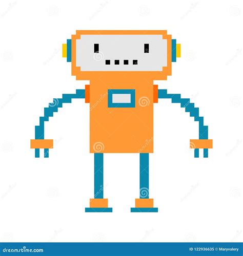 Robot Pixel Art 8 Bit Cyborg Stock Vector Illustration Of Game