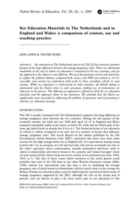 pdf sex education materials in the netherlands and in england and wales a comparison of