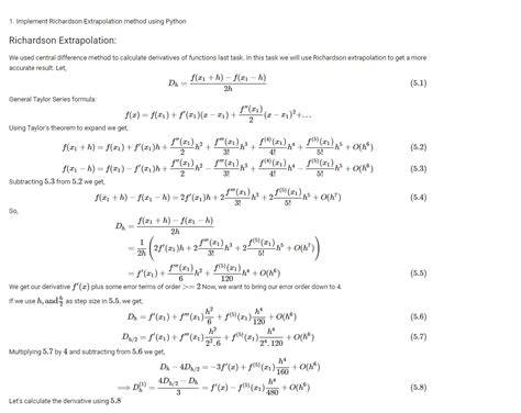 Solved 1 Implement Richardson Extrapolation Method Using