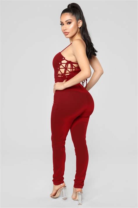 jealous of her lace up jumpsuit wine jumpsuits for women girl fashion fashion