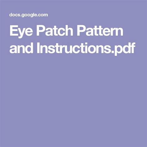 Eye Patch Pattern And Instructionspdf Eyepatch Patches Instruction