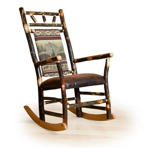 Rustic Hickory Fabric Back Rocking Chair Outsunny 2 person outdoor sling fabric double glider rocker chair with table.