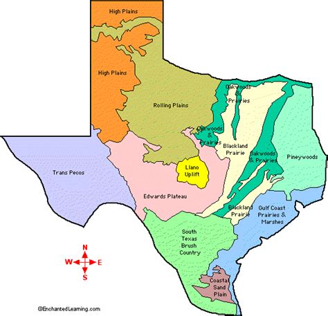 Texas Physical Features Map