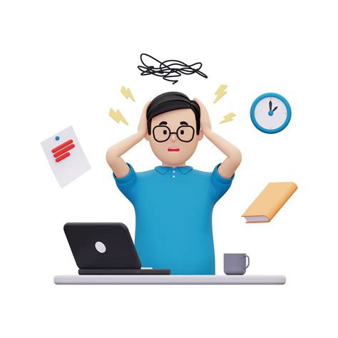 3d Man Is Experiencing Stress Because Of Work Illustration 10873204 Png