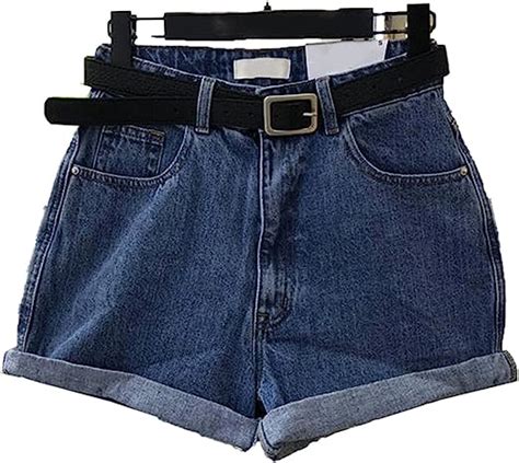 shorts Nueva Mujer Denim Clásico Vintage Cintura Alta Azul Ancho Pierna