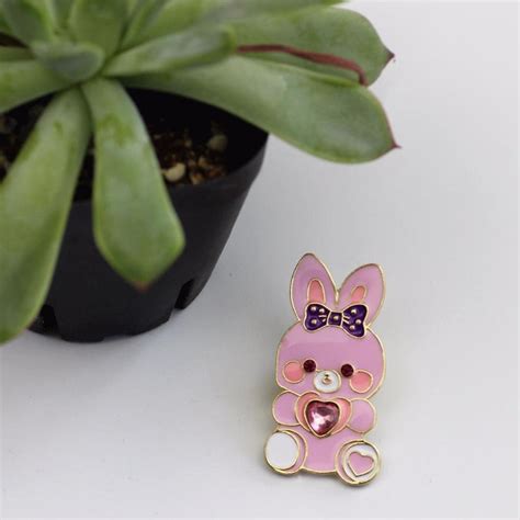 bunny and kitten jewel rhinestone enamel pin lapel ddlg playground