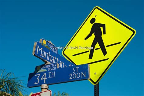 Manhattan Beach Crossing Sign Pedestrian Crossing